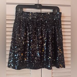 MINT COND GARNET HILL BLACK SEQUIN PULL ON MINI SKIRT SZ MEDIUM